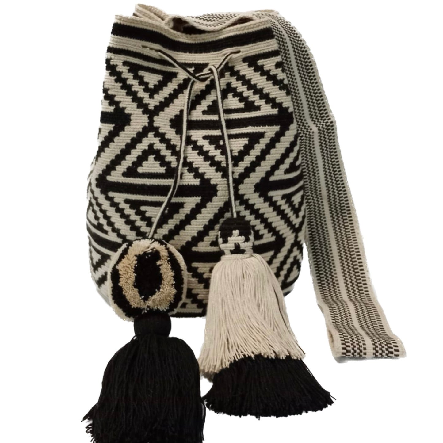 Wayuu beige and black double triangle shape