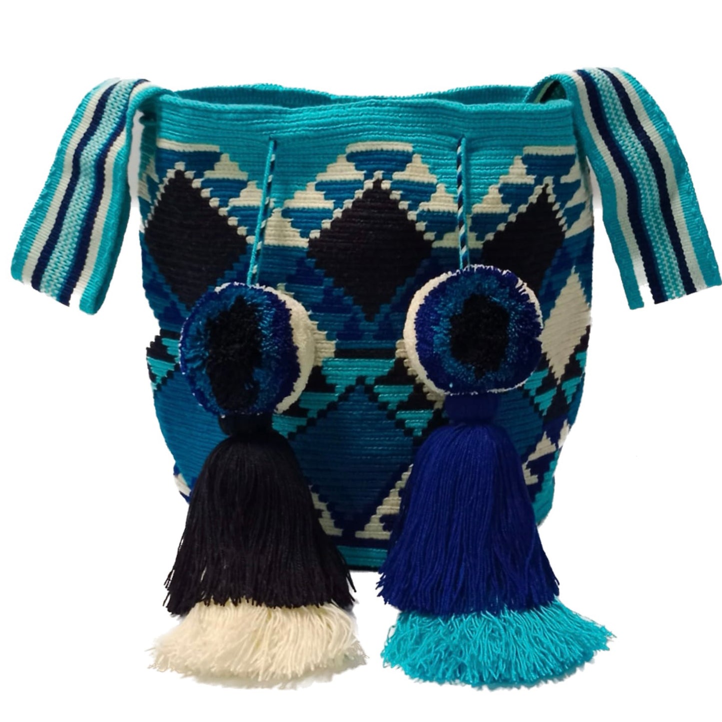 Wayuu bag blue and yellow white shades