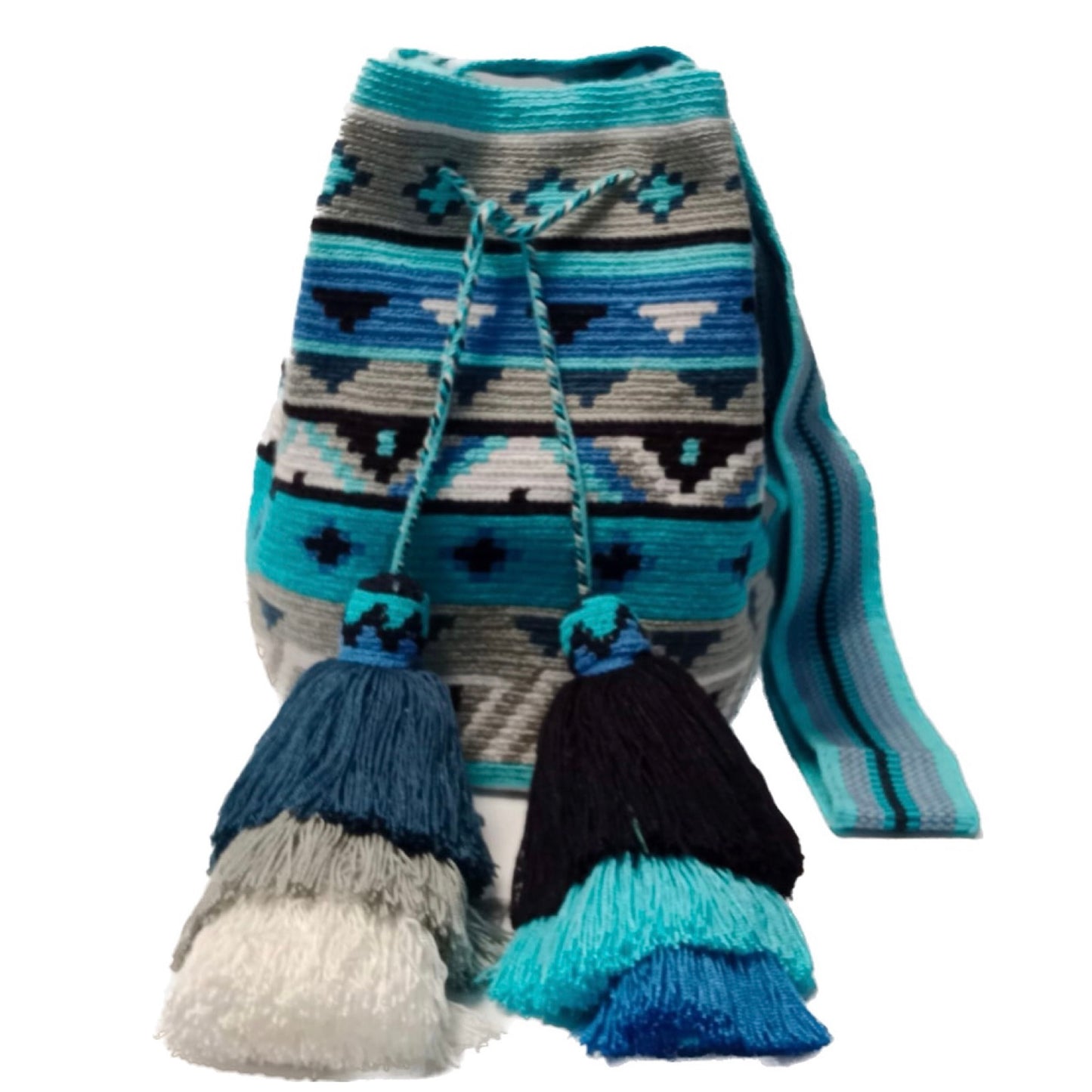 Wayuu blue shades, grey and line sections pattern