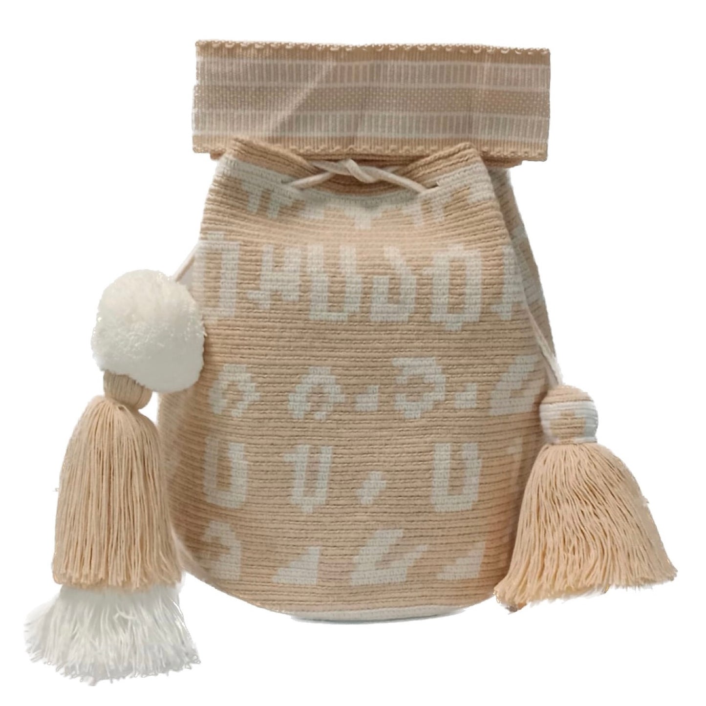 Wayuu nude colors letters shape and white pompom