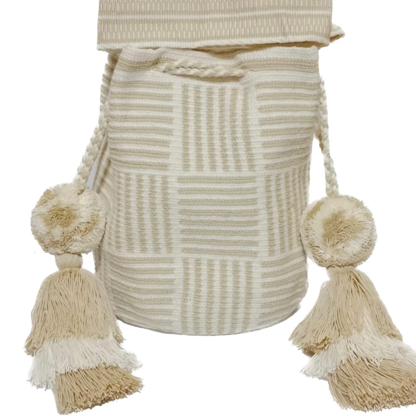 Wayuu off white and beige, lines with squares pattern