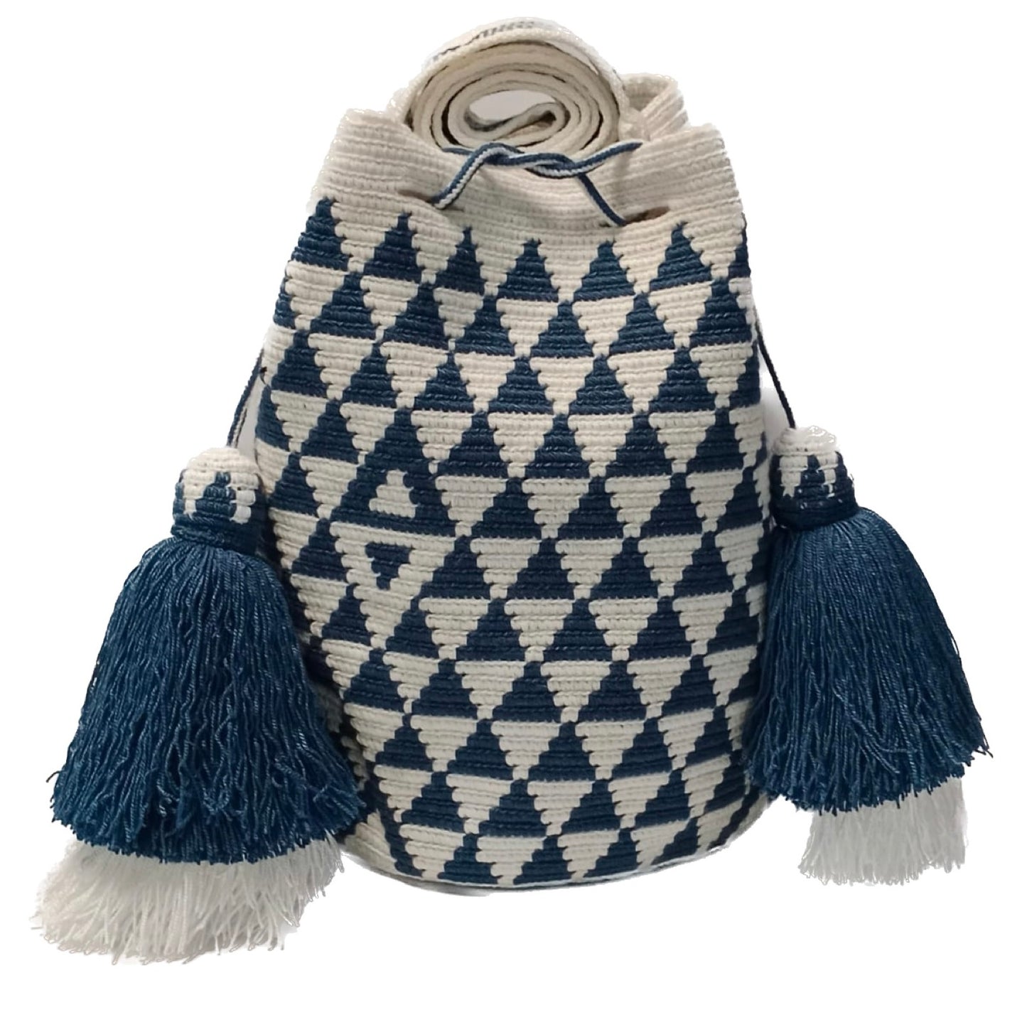 Wayuu off white and blue triangles shape